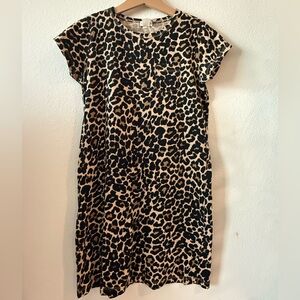 Little Girl JCrew Leopard Print T-Shirt Dress - Black & Tan